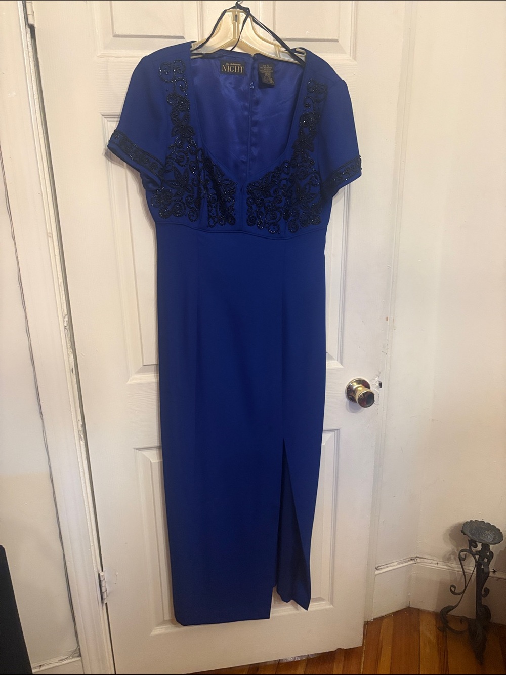Liz Claiborne Royal Blue Beaded V-Neck Maxi Dress